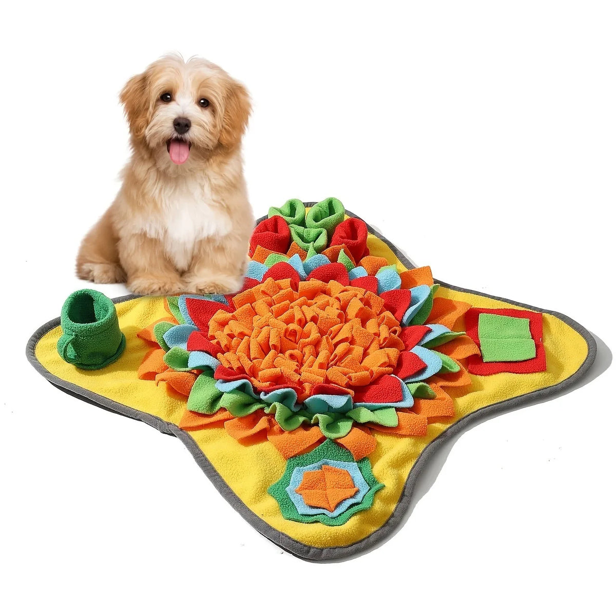 Dog with the Forage & Find snuffle mat in Sunflower