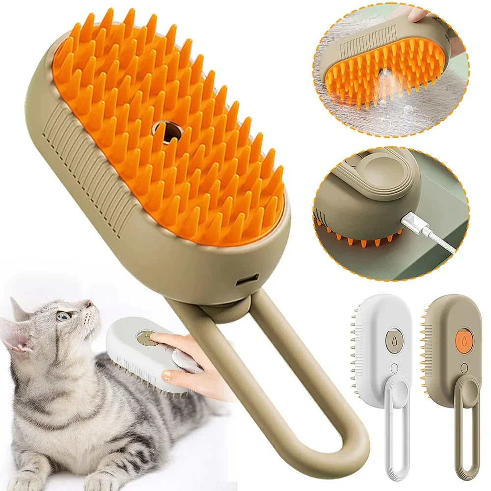 3-in-1 misting grooming brush for cats