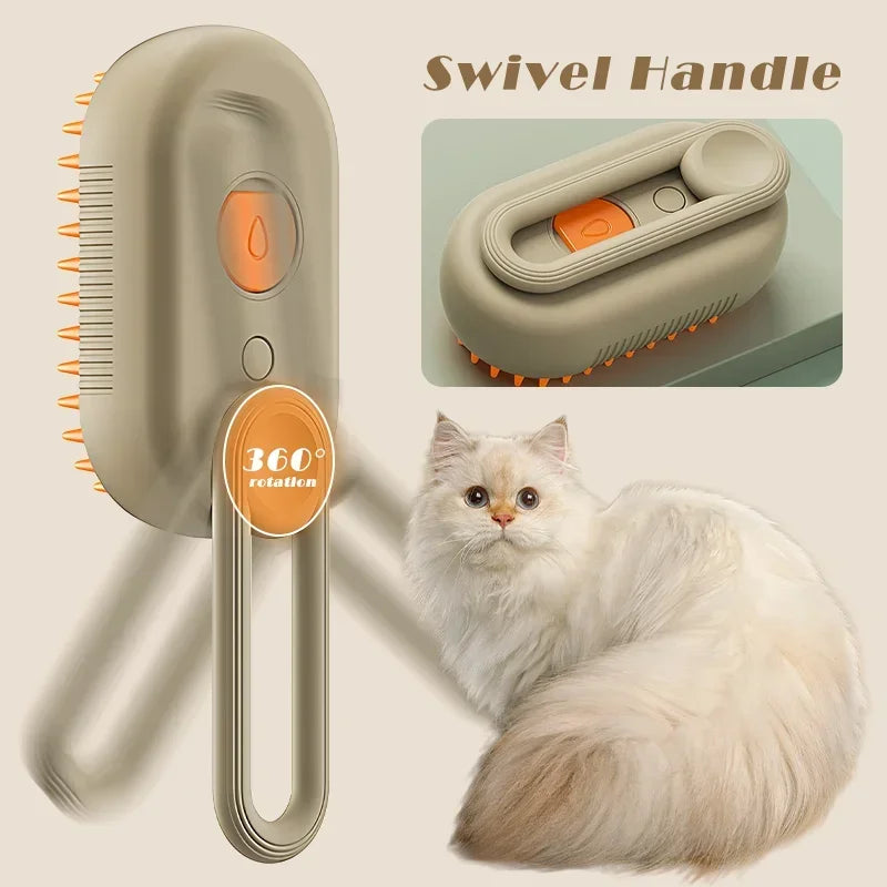 Misting grooming brush features